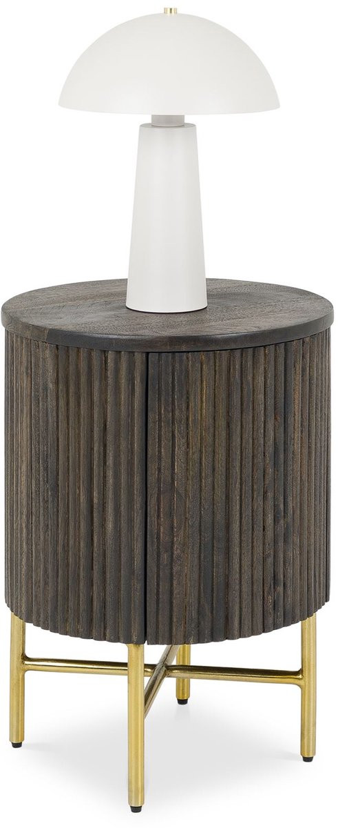 IDIMEX Nachtkastje FLUTED met lamellenlook van mangohout – bruin