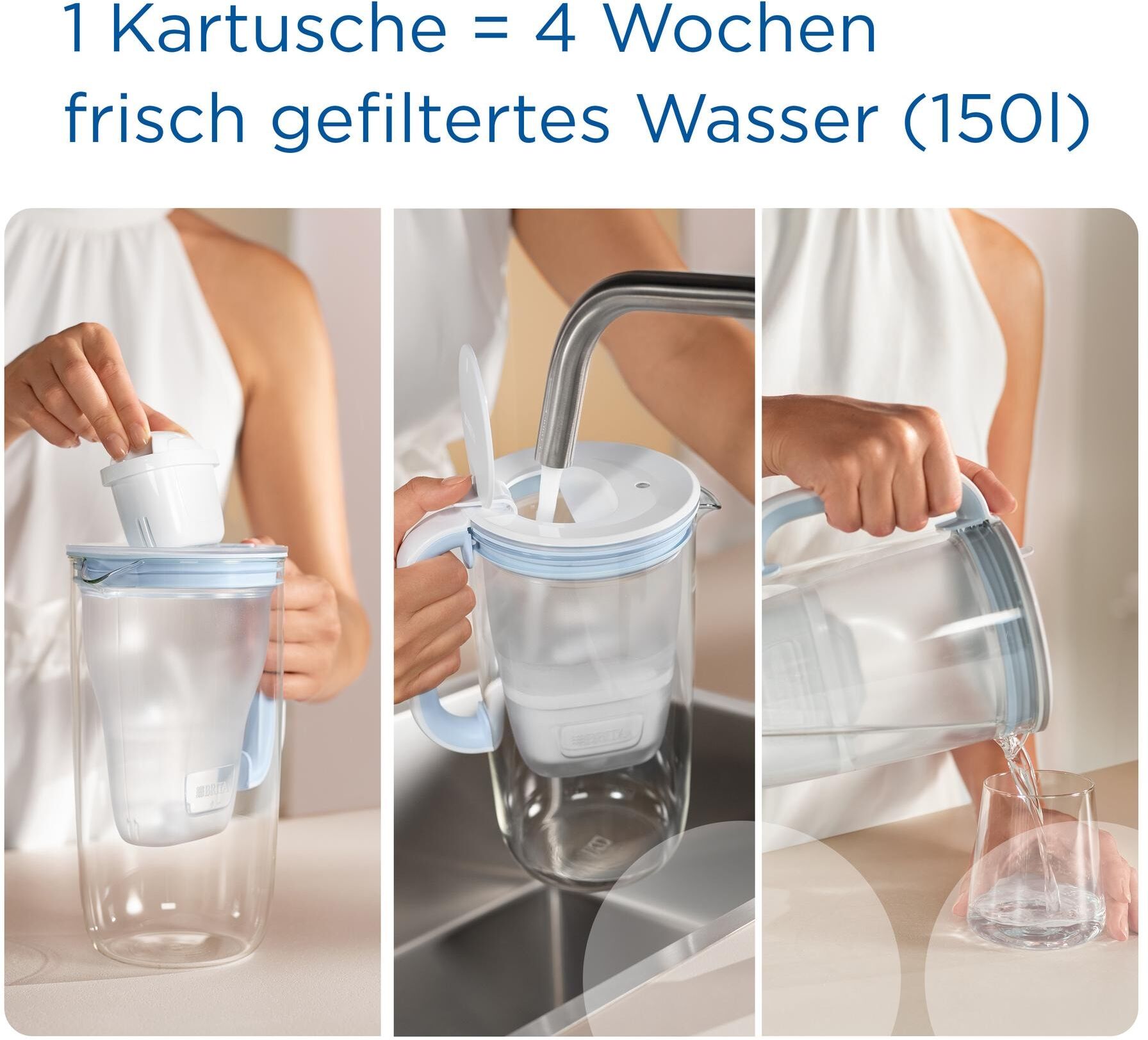 Wasserfilter BRITA "One", blau (blau, weiß), B:13,8cm H:27,7cm T:19,3cm, Filterkartuschen, Wasserfilter blau, weiß Einheitsgröße
