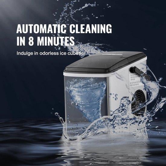 Automatische ijsmachine met 13 kg capaciteit, wit, voor ijsblokjes, zelfkoelend en draagbaar