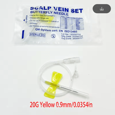 Inspire Picks Disposable Pet Butterfly Infusion Needle Veterinary IV Infusion Needle For Pet Medical Care 20g Yellow 100pcs