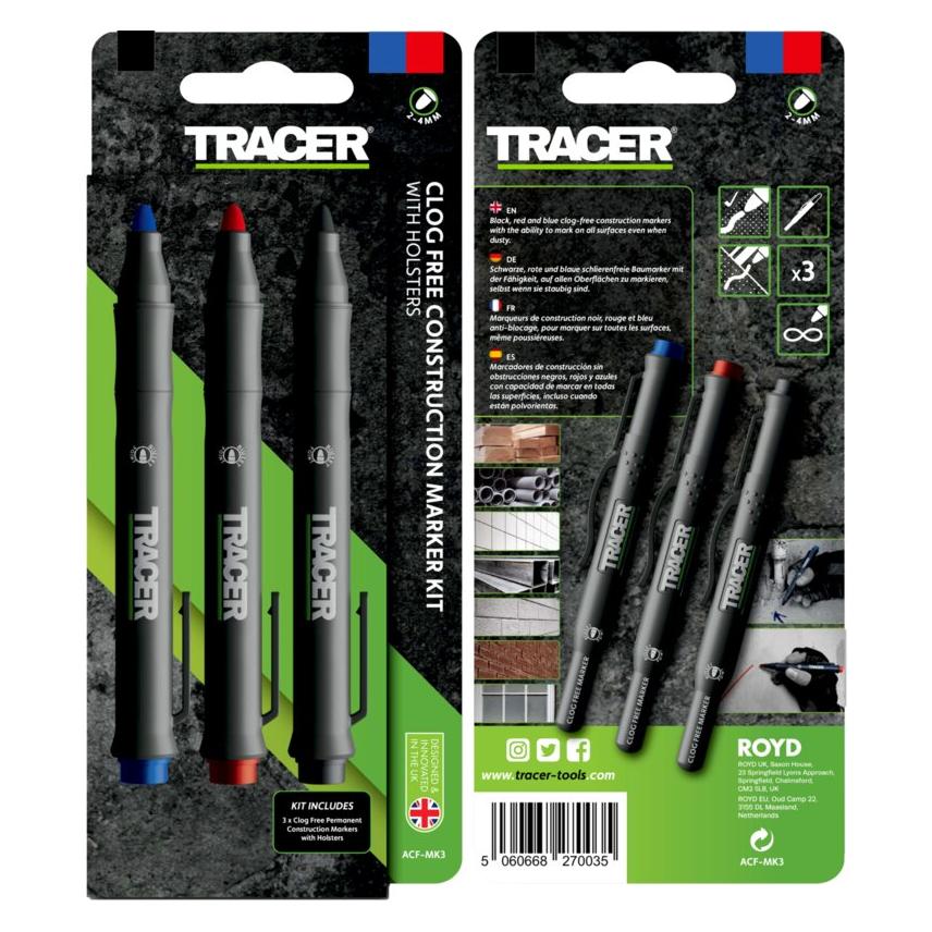 Tracer ACF-MK3 Markierungssatz Schwarz/Blau/Rot (3x) (ACF-MK3)