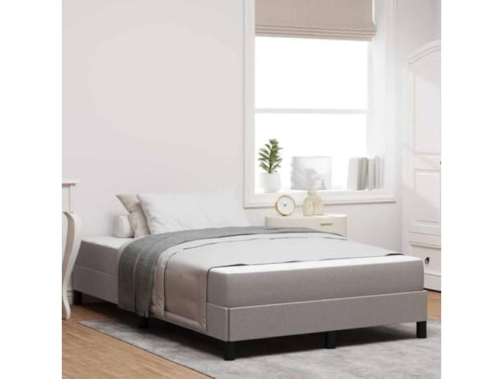 Atmungsaktiver Stoff Holzwerkstoff Minimalistisch Boxspringbett Taupe 120 x Boxspringbett mit Matratze Taupe 120x190 cm Stoff Doppelbett mit Taschenfedern Lattenrost Schlafzimmer Möbel Komfort