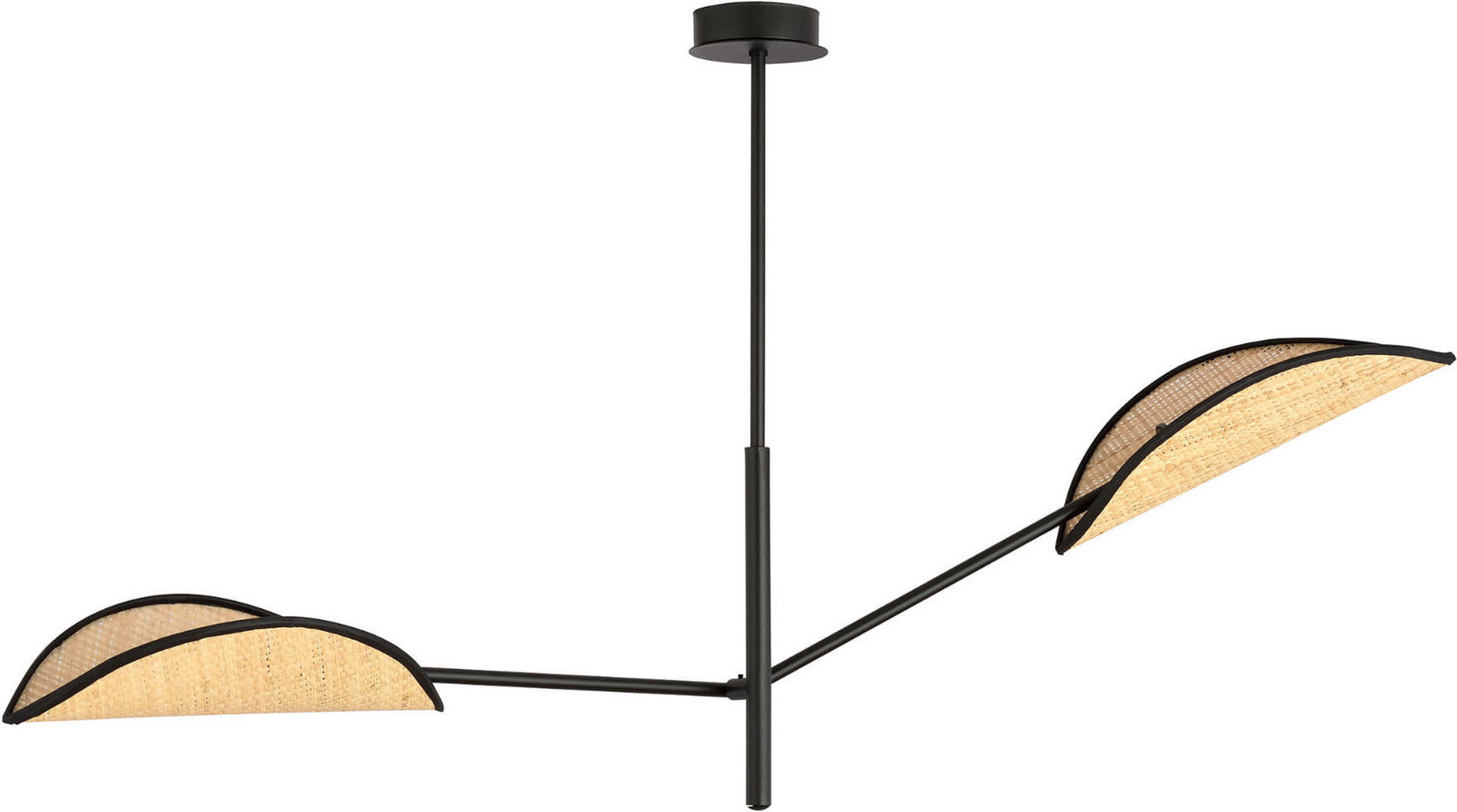 Emibig Plafondlamp VENE 2 model 1160/2, zwart/rotan, 2x E14, 40W