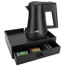 Willkommenstablett SMART Dunkelbraun mit Wasserkocher STAR 0,5 L Schwarz