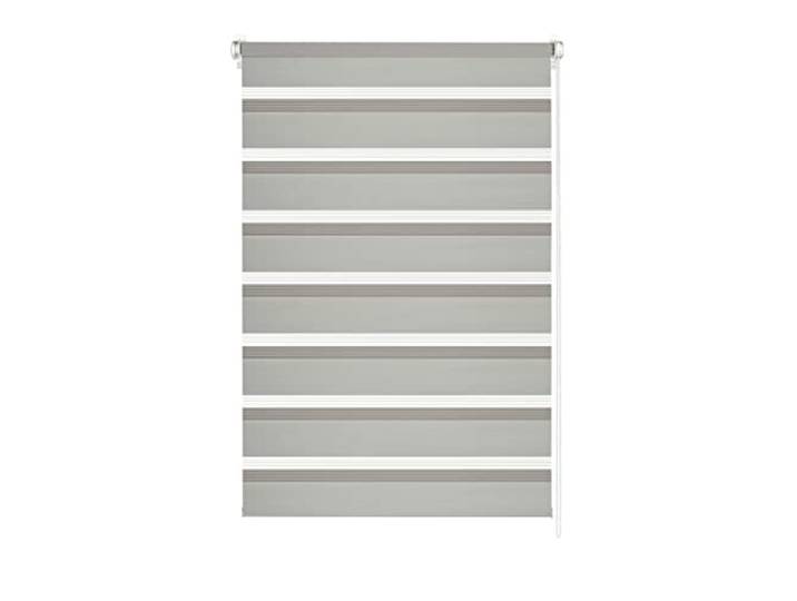 GARDINIA Doppelrollo EASYFIX, Duo-Rollo, Seitenzugrollo, Transparente und blickdichte Streifen, Stufenlos verstellbar, 120 x 150 cm, Hellgrau