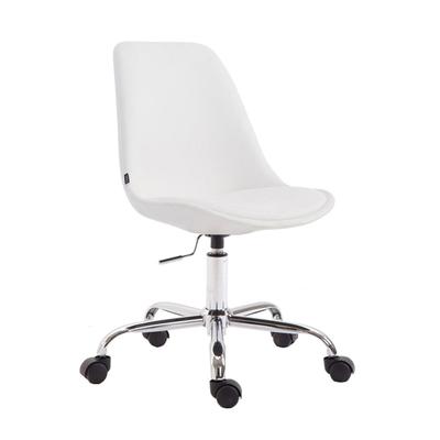Décoshop26 - Bürostuhl/Arbeitshocker auf Rollen höhenverstellbar weißes PVC und verchromtes Metall 10_0002679