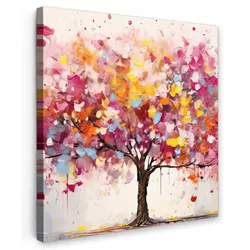 LEINWANDBILD Aquarell - Baum - Kunst - Abstrakt Deko Groß 90x90 cm