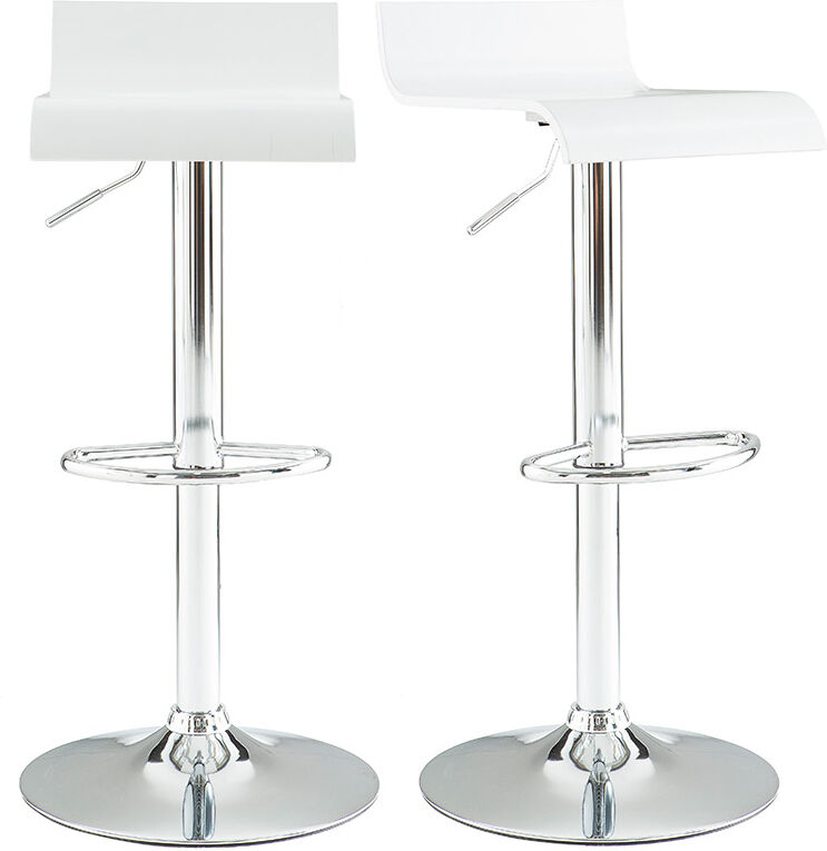Miliboo Design-Barhocker weißes Holz und verchromtes Metall (2er-Set) SURF V2
