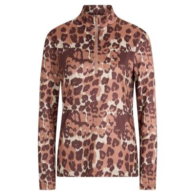 Sweatshirt ZIENER "JAILA-Z DAMEN", Damen, Gr. 36, braun (faded leo), Obermaterial: 89% Polyester, 11% Elasthan, Sweatshirts Sweatshirt, Stretchmaterial, wärmend, funktionell, halber Front-Reißverschluss