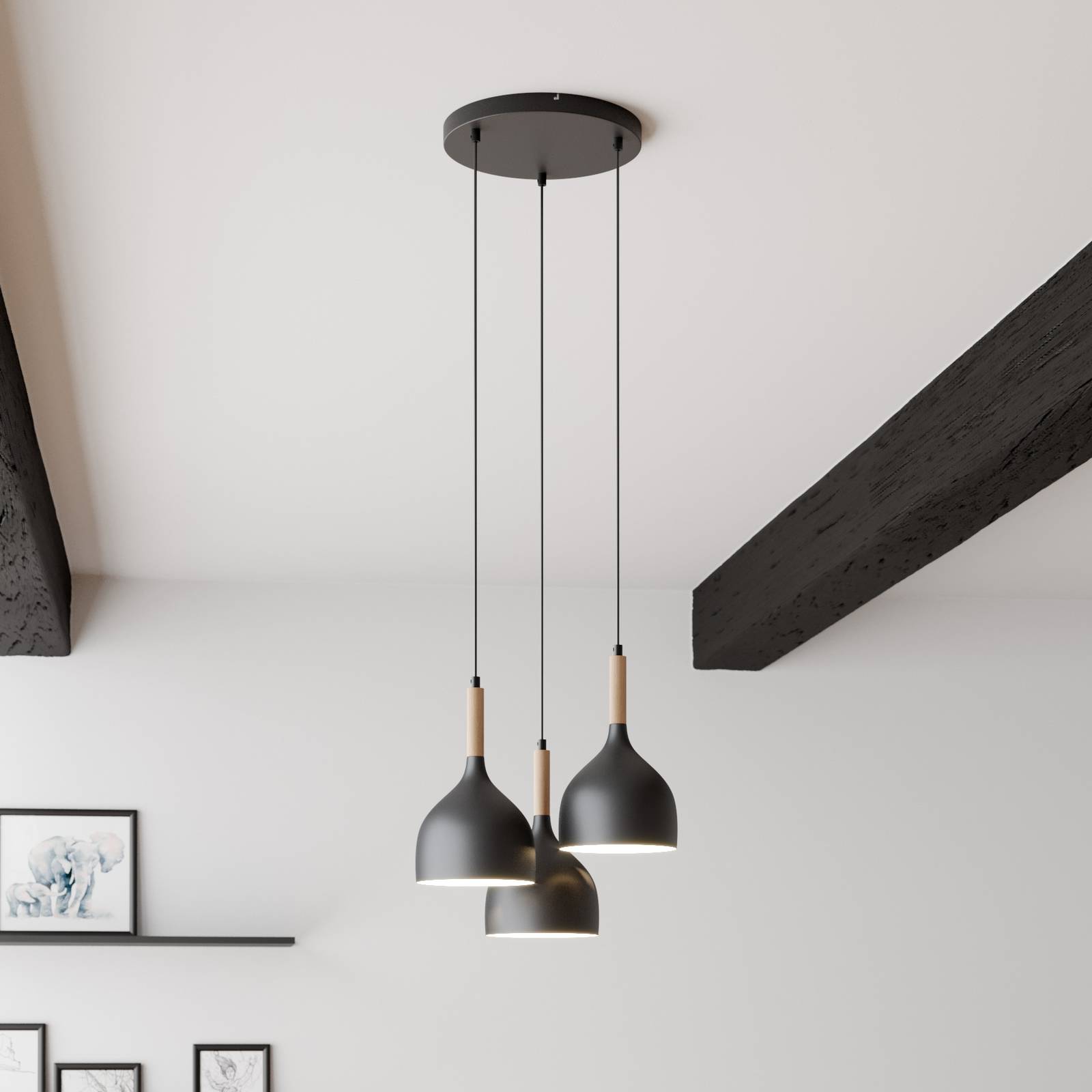Hängelampe Noak Luminex, dimmbar, schwarz, für Wohn- / Esszimmer, Metall, Modern, Pendelleuchte