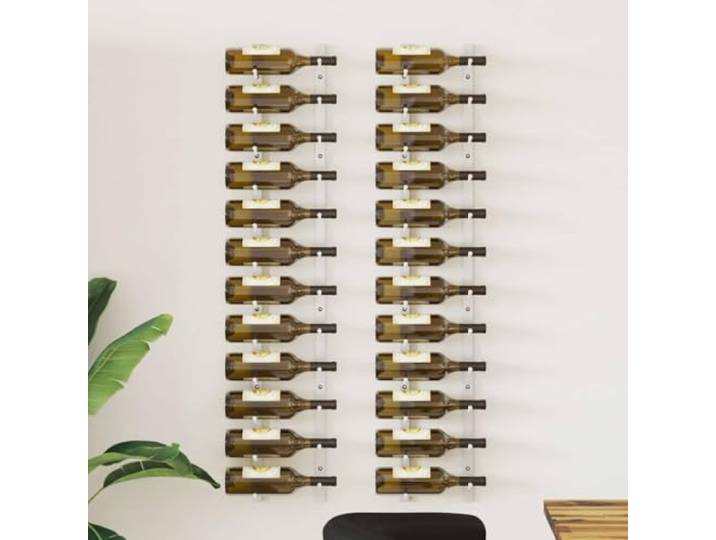LPERTGFHU Weinregal 2 STK. Wand-Flaschenhalter Eisen, 12 Flaschen Weiß Wandmontage, Modernes Küchendesign, Langlebige Konstruktion