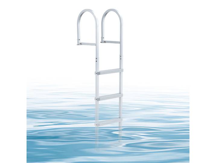 Vevor Echelle De Ponton 4 Marches Amovible\, Echelle De Baignade En Alliage Dealuminium Pour Lac\, Piscine\, Quai Et Bateau\, Capacite De Charge 227 Kg\, Avec Mains Courantes\, Marches Antiderapantes En Pp