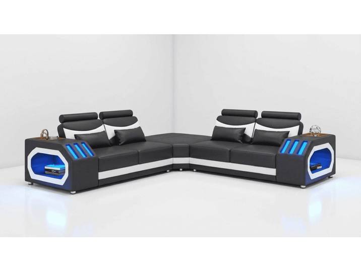 JVmoebel Ecksofa Modern Ecksofa L-Form Schwarz LED Elegant Exklusiv Design Premium *, 1 Teile, LED-Beleuchtung, Stauraum