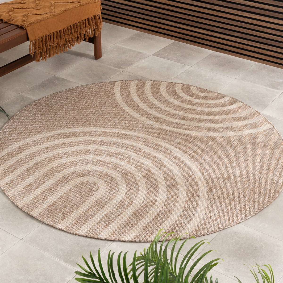 Fraai Rond Buitenkleed Sierra Arches Beige/Creme Ø 120 cm