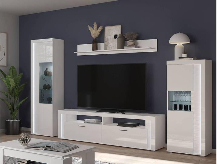 Beleuchtetes Highboard 60 x 148 x 37cm Weiß