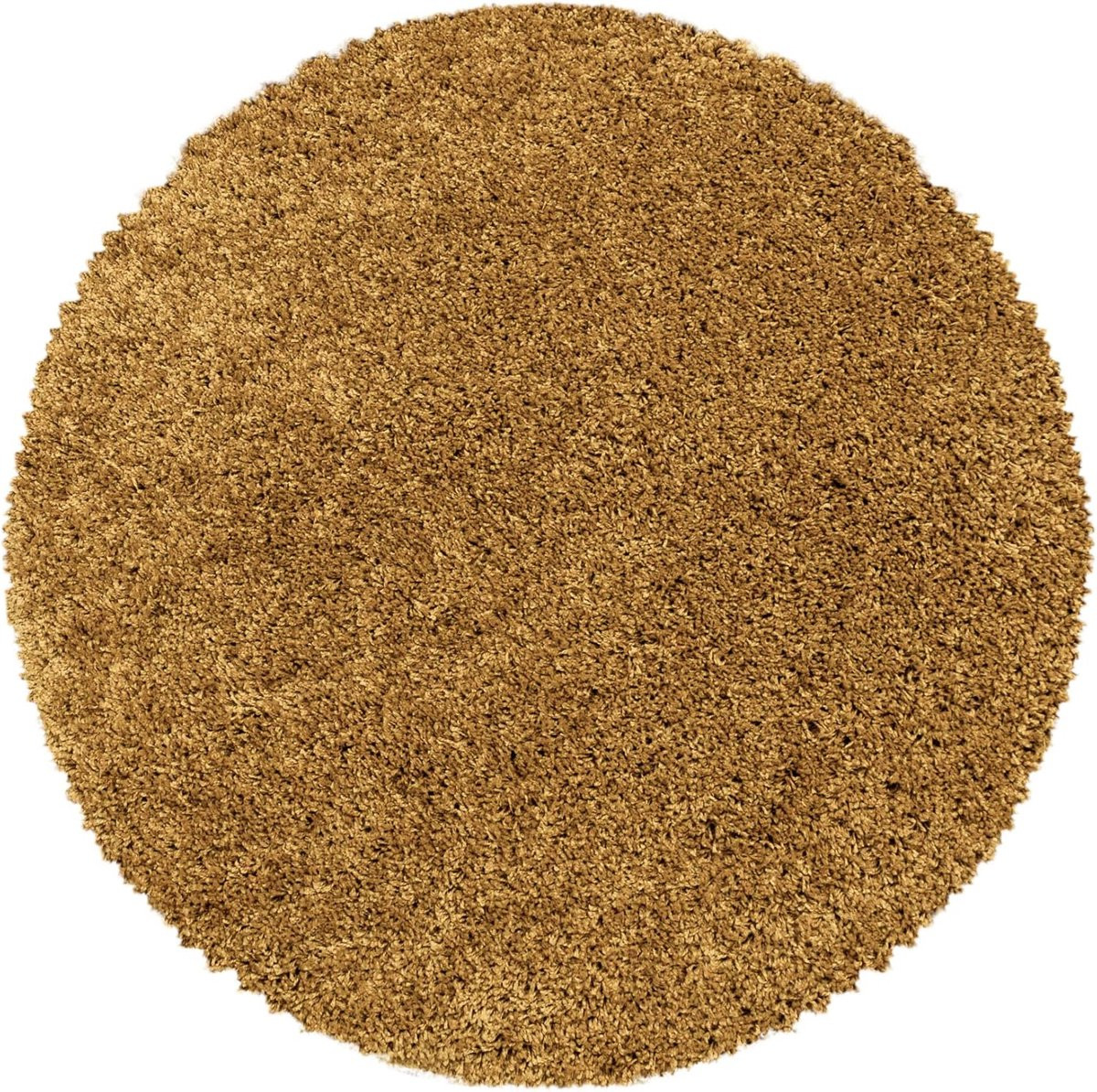 Rond Shaggy Vloerkleed in Goudkleurig - Hoogpolig en Extra Zacht - Diameter: 160 cm