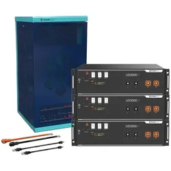Pylontech Bundle 3 x US3000D (10,5kWh) mit Wechselrichter-Anschlusskabelset und Batterieschrank