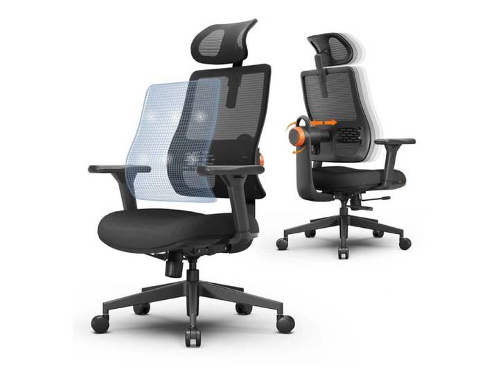 Chaise de bureau ergonomique Newtral Magic H003 avec soutien lombaire à suivi automatique noir