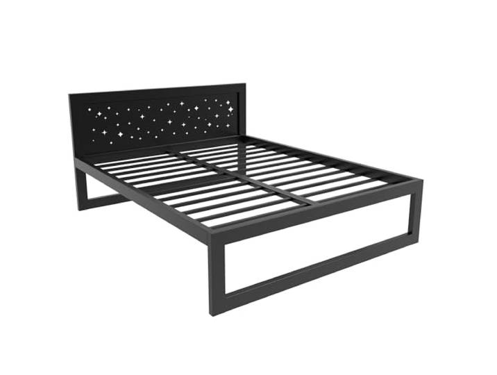 MetaloPro Metallbett 180x200 Ryka Standard Muster 10, Bett mit Lattenrost Lasergravur in Kopf- und Fußteil, Doppelbett bis 1000 kg belastbar, quietschfrei, Aufbau in 10 Min, 37 cm Stauraum, robust