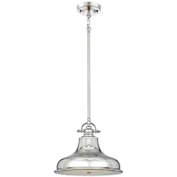 Hängeleuchte Pendellampe Deckenleuchte Metall Glas Silber 1 Flammig D 34,3 cm