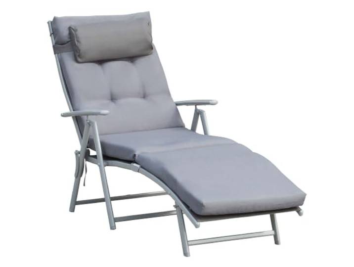 Outsunny Sonnenliege klappbar mit Kopfkissen 165 kg belastbar Grau