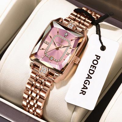 Inspire Daily Merch Premium Elegant Women's Watches Waterproof Ladies Wristwatch Stainless Steel Quartz Luxury Date Watch pink
