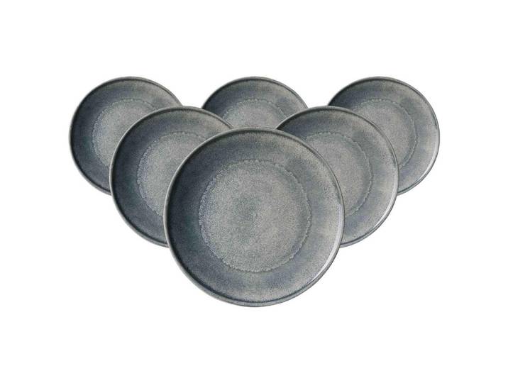 Ritzenhoff Breker Dessertteller Grana blau-grau ø 20,5 cm 6er Set, Blaugrau, Keramik, Rund, Geschirr, Teller