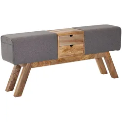 Sitzbank FineBuy Turnbock Stoff 120 cm Grau Springbock Stauraum Turnhocker Bank