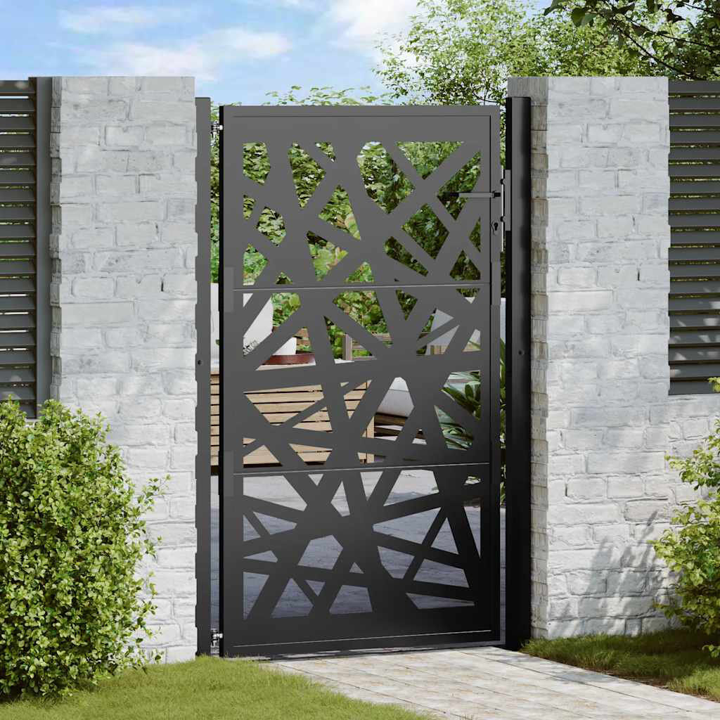 vidaXL Steel Gate Fencing Black 155cm H x 105cm W