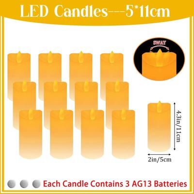 Uplifted Finds 10 To 60 Pcs LED Flameless Candles Flickering Decorative Tea Lights Set For Weddings Festivals And Party Tables 4.3in 11cm 10 Pcs