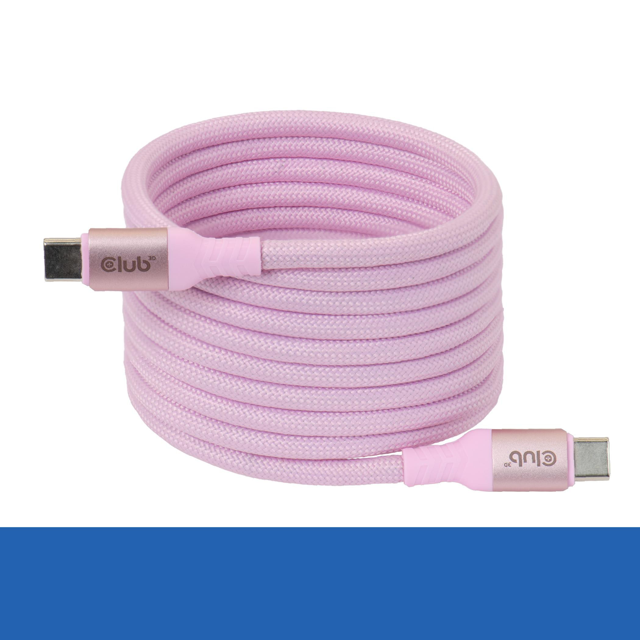 Club3D Club 3D CAC-3031 USB-C® Magnetisches Kabel 240W PD3.1 2m rosa