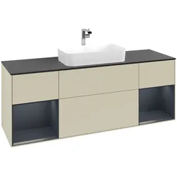 Villeroy & Boch Waschbeckenunterschrank Finion F33, Silk Grey Matt Lacquer / Midnight Blue Matt Lacquer, 1600x603x501 mm, mit Beleuchtung und SoftClosing