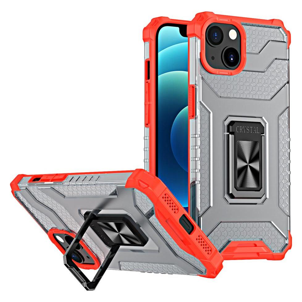 Hurtel Crystal Ring Case robuste Kickstand TPU/PC Panzer Handyhülle Hard Case für iPhone 12 mini rot (Apple iPhone 12 mini) (1404978613)