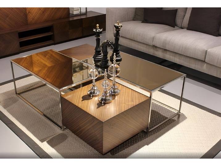 Xlmoebel Couchtisch Moderner Couchtisch aus Holz und Glas für stilvolles Wohnen (1-St., Couchtisch), Hergestellt in Europa