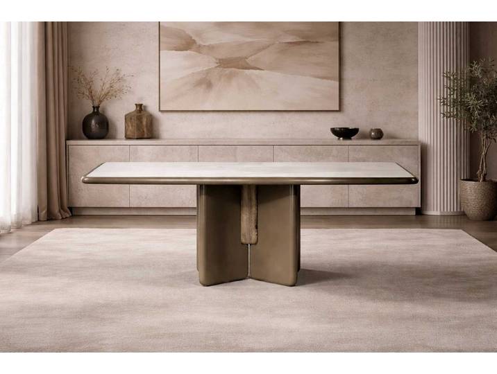 JVmoebel Esstisch Exklusiver Weißer Esstisch Esszimmertische Designer Metallgestell, Made in Europa