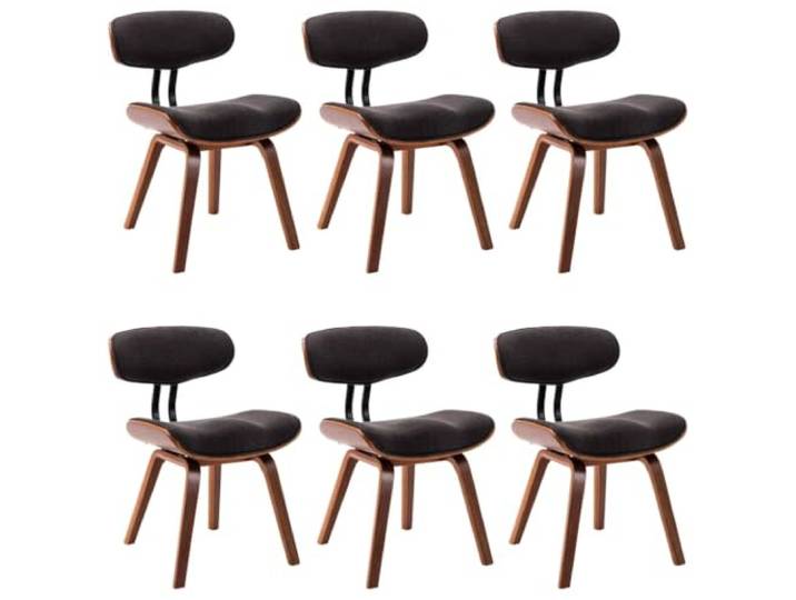 KDVXBCQJH Esszimmerstühle 6er Set Polsterstuhl Bugholz Stoff Grau Ergonomische 6er Set Polsterstühle aus Bugholz mit grauem Stoffbezug für Küche, Esszimmer und Wohnzimmer.