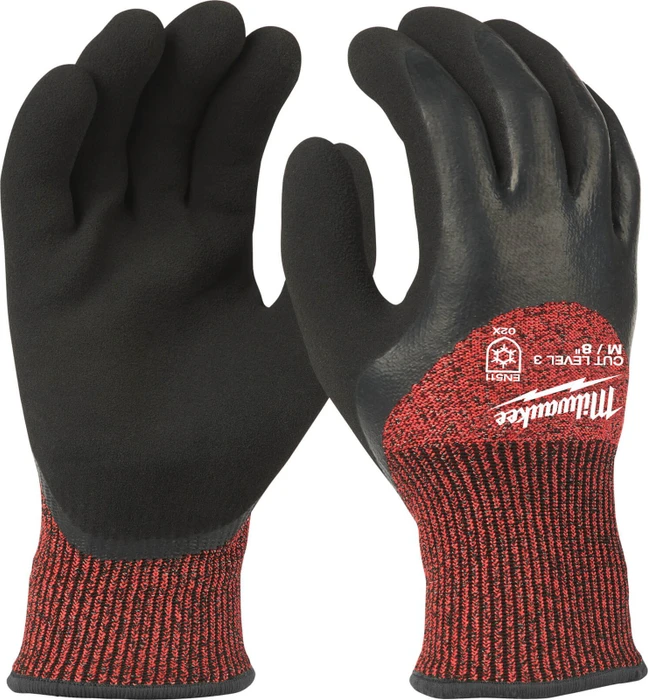 Milwaukee Unisex Winter Schnittschutz Handschuhe Grösse M Stufe 3 4932471347, Rot Schwarz (8) (4932471347)