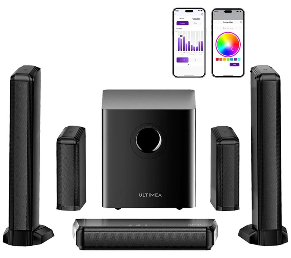 Apollo S70 Ultra Soundbar - 7.1-Surround-Sound - 2 Surround-Lautsprecher - 16,5-cm-Subwoofer - RGB-Beleuchtung - App-Steuerung - EU-Stecker