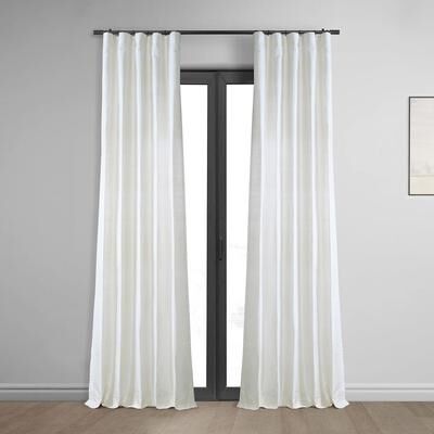 Exclusive Fabrics Signature Lily White Textured Silk Curtain (1 Panel) - 50 x 108