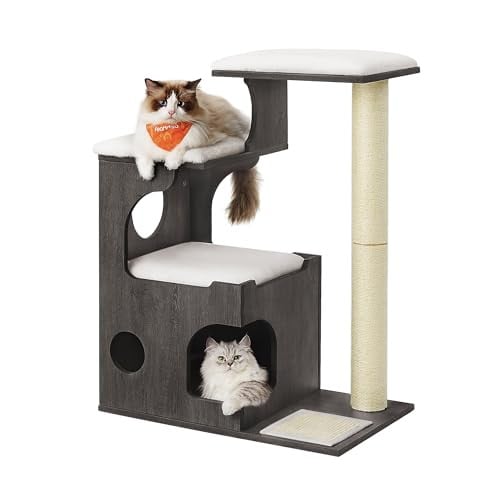 Feandrea Kattenkrabpaal met grot en 3 ligvlakken, 88 cm hoog