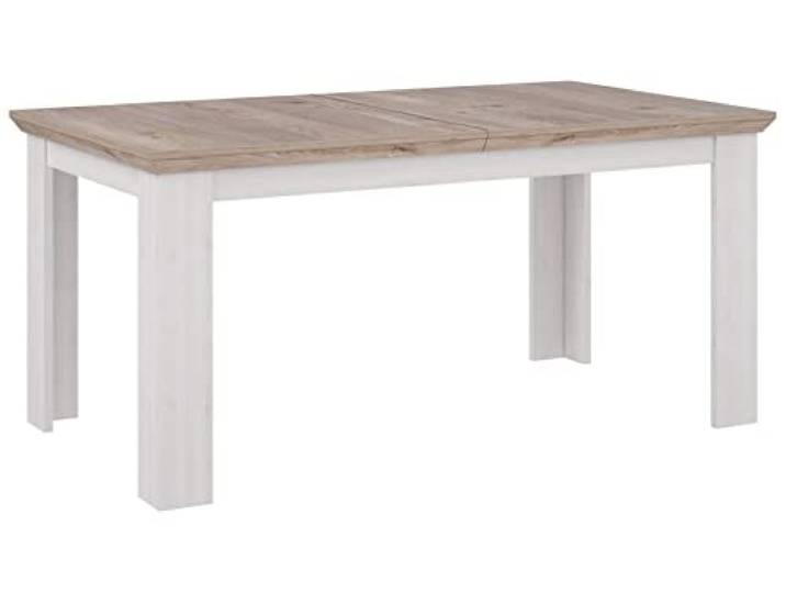 Forte ILOPPA Esstisch 160, Esstisch ausziehbar, Esszimmer, Wohnzimmer, Landhausstil, Holzwerkstoff, Nelson Eiche/Schneeeiche Holzdekor, 160 cm breit x 75 cm hoch x 90 cm tief