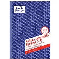 Avery Zweckform Formularbuch »1739« für Auftrag/Lieferschein/Rechnung gelb, 14.8x21 cm