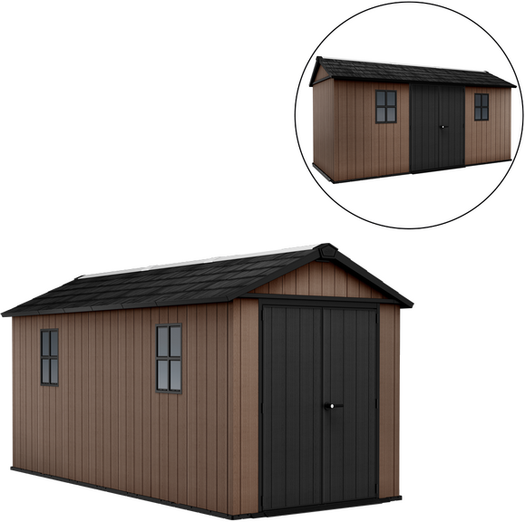 Keter Newton plus 7515/1575 - Casetta da giardino - Con porta doppia anta e finestre - 230x476x246 cm
