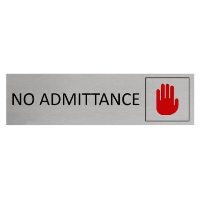 CombiCraft Aluminium Türschild No Admittance 165x45mm mit 3M-Tape zur Befestigung, einfache Kennzeichnung von Räumen und Bereichen