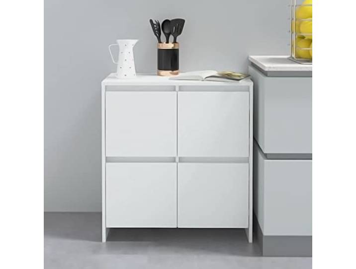 RJPLMFV Anrichte, weiß, 70 x 41 x 75 cm, Holz, 4 Türen Wohnzimmerregal, minimalistisches Design, robuste Oberfläche, einfache Reinigung