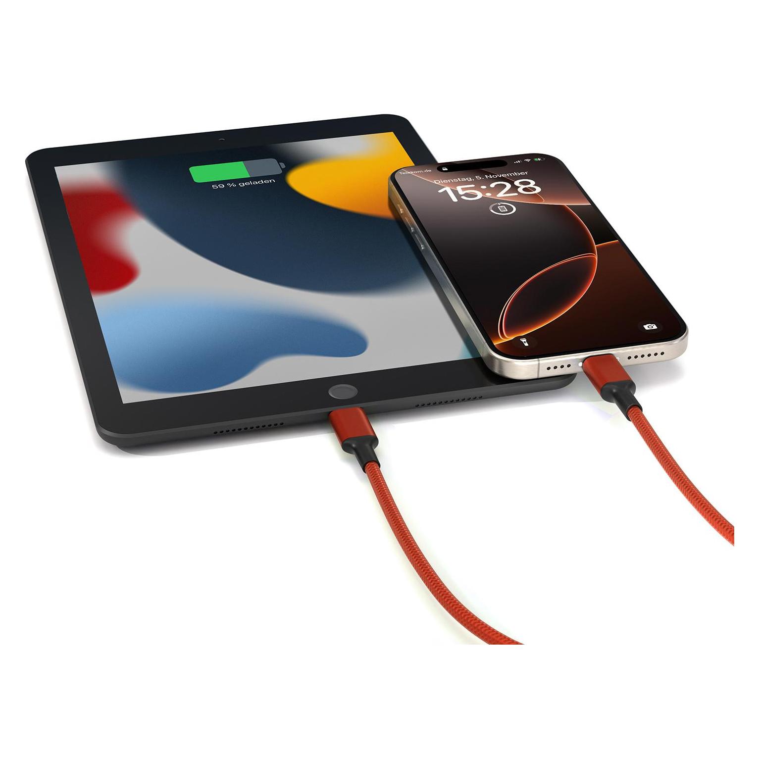 Smrter Hydra DUO 1,2 Meter Ladekabel USB-C auf USB-C und Apple Lightning rot (1.20 m) (SMRTER_DUO_RD)