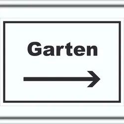HB-Druck Garten Schild mit Text und Richtungspfeil rechts Blumen Rasen waagerecht A5 (148x210mm)