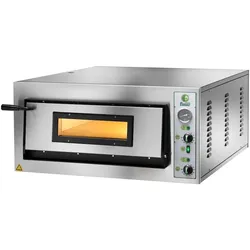 FIMAR professioneller elektrischer Pizzaofen. Manuelles Modell FME4. 1 Backkammer mit feuerfestem Deckel. Fassungsvermögen 4 Pizzen