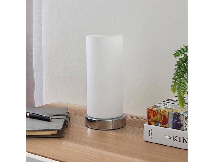 Lindby - tafellamp- met dimmer - 1licht - Glas\, metaal - H: 24 cm - E14 - opaalwit