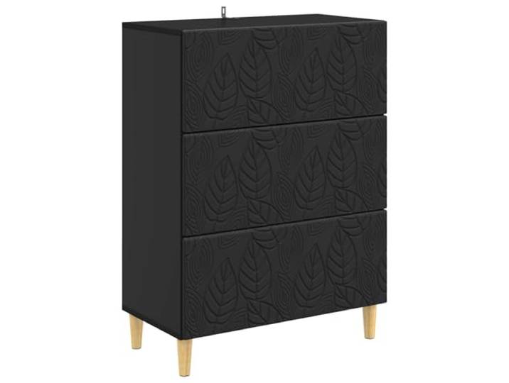 Makastle Schubladenschrank Schwarz Holzwerkstoff 66 x 34,5 x 90 cm 3 Schubladen Vintage-Stil